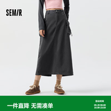 森马半身裙女开叉直筒长裙盐系酷春季街头酷飒风辣妹工装裙山系 灰色调00422 M