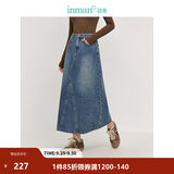 茵曼（INMAN）【100%棉】绣花衬衫女2026秋季女装新款白色立领休闲宽松长袖衬衣 牛仔蓝半身裙-18438189 M （裤子 27码）