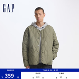 GAP男装印花logo波浪绗线外套轻薄简约风棉服619672 浅绿色 3XL (185/108A) 亚洲尺码 【偏大，建议拍小一码】