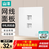山泽网络网线口面板 六类非屏蔽千兆免打面板模块套装 86型冷轧钢双口面板+六类模块套装 SZ-MBT13
