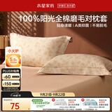 水星家纺枕套100%纯棉磨毛加厚A类四季家用宿舍枕头套一对装48x74cm