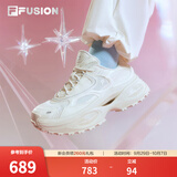 FILA FUSION潮牌老爹鞋女士硬糖3厚底增高运动鞋休闲鞋子 初雪白-PT 37.5