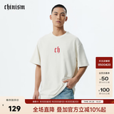 CHINISM CH纯棉短袖男夏季T恤半袖时尚宽松潮流休闲圆领情侣上衣 复古红 M