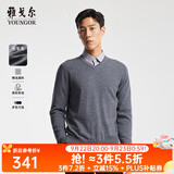雅戈尔【全羊毛】秋冬季新款男士V领毛衣商务休闲上班打底针织衫 VYQW639998HVA蓝色 2XL 115c
