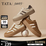 他她（TATA）新款复古增高厚底板鞋女平底德训阿甘鞋 啡/粉 39