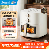 美的（Midea）【品牌直营】空气炸锅 全自动实用大容量家用空气炸锅烤红薯免翻面烤箱早餐机多功能炸薯条 【可视窗】双旋钮蒸汽嫩烤 5.3L KZE5383