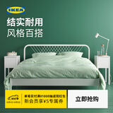 宜家（IKEA）NESTTUN奈斯顿铁艺床铁床床架双人床加厚简约卧室出租房 床架白色/鲁瑞1.5x2m(不含床垫)