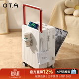 OTA前开口行李箱女新款宽拉杆多功能登机箱小型密码旅行箱皮箱子男 海盐白铝框款【前开盖设计+7A级抑菌内里】 20英寸 登机箱【100%全新PC箱体+质检优于国标】
