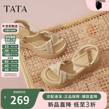 他她（TATA）黄圣依同款璀璨星空厚底凉鞋女沙滩鞋子新款 杏色 (凉鞋款） 36