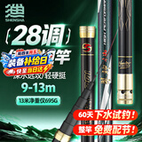 神鲨13米翠神本流炮竿28调超轻超硬传统钓手竿鱼竿草洞钓竿鱼杆渔具