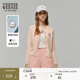 Teenie Weenie小熊女装毛针织开衫秋学院风高智感圆领上衣 粉色 S