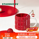星巴克（Starbucks）红色格纹款马克杯(配搅拌棒)490ml陶瓷水杯咖啡桌面杯节日礼物