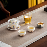茗光茶具套装陶瓷三才盖碗整套茶具高档新款功夫茶具泡茶专用纯钛茶杯