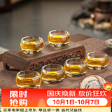 格娜斯水晶玻璃小茶杯功夫茶具品茗杯套装加厚耐热喝茶杯主人杯6只装