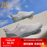 361°运动鞋男鞋秋季新品防泼水皮革面跑步鞋轻质耐磨革网透气黑色鞋子 循环灰/石墨灰 42