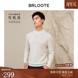 巴鲁特【可机洗】100%纯羊毛衫男士秋冬款修身打底针织衫保暖毛衣 白色-半高领 M （170/92A）