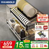 悍高（HIGOLD）闪灵系列厨房拉篮不锈钢碗篮抽屉式双层碗碟收纳柜多层置物架