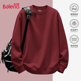 班尼路（Baleno）宽松圆领卫衣男春秋潮流oversize大码上衣男士本命年酒红色外套