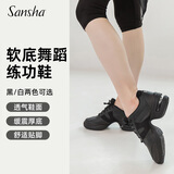 三沙（Sansha）现代舞蹈鞋女中跟软底皮面广场舞跳舞运动H166LPI 黑色-牛皮 37