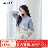 LAGOGO抗起球费尔岛针织衫毛衣女拉谷谷2024冬季套头软糯舒适上衣 混色 L