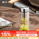 万象（WANXIANG）双层玻璃杯V48RL便携泡茶杯钛银色商务办公礼盒装带茶漏玻璃水杯