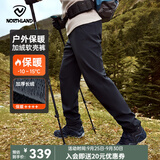 诺诗兰（NORTHLAND）【白桦林】男士加厚防风防泼保暖长毛绒软壳长裤徒步登山裤子