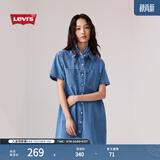 Levi's李维斯26年春夏新款女士美式复古休闲牛仔短袖衬衫连衣裙 蓝色 M