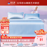 富安娜凉席 可水洗提花凉感软席子 学生两件套 蓝 0.9*1.9米【可折叠】