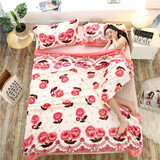 爱思居 法兰绒毛毯绒珊瑚绒毯子盖毯保暖午睡毛巾冬季被子垫床人双人单 富贵吉祥 200*230cm【双人标准】