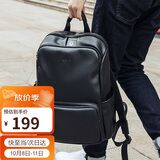 高尔夫（GOLF）双肩包男士软皮商务休闲背包大容量学生书包电脑出差旅行包 黑色