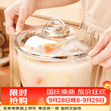 格娜斯双耳耐热玻璃碗带盖微波炉碗汤碗大号面碗沙拉碗餐具透明煲2.5L