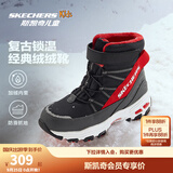 Skechers斯凯奇儿童绒绒靴雪地靴保暖男童棉鞋防寒加绒高帮女童靴660092L 男童/黑色/红色/BKRD 32