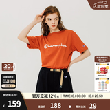 Champion夏季经典款印花草写LOGO圆领休闲运动T恤无性别冠军短袖男女情侣 铁锈红(偏薄） XL