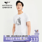 七匹狼短袖T恤男夏季男装时尚休闲狼头印花圆领t恤男体恤衫男衣服上衣 803(本白) XL 175/92A