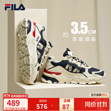 FILA 萤火鞋|斐乐官方老爹鞋男鞋休闲厚底通勤鞋复古跑鞋运动鞋 女-白芦笋/军礼蓝-AWD 39