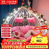 乐系（LEXI） 吊椅双人鸟巢秋千吊篮家用室内阳台吊兰户外吊床藤椅摇篮椅躺椅 【橡胶木】双人白色细藤特大号 静音款