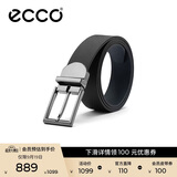 爱步（ECCO）商务休闲皮带针扣腰带男士礼物 9105892 黑色/午夜蓝100cm礼盒装
