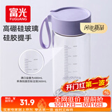 富光玻璃杯高硼硅玻璃水杯子女生便携牛奶咖啡刻度高颜值茶杯480ml