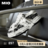 MIO宋亚轩同款米奥小白鞋休闲鞋厚底板鞋运动情侣溶解女鞋男老爹鞋 黑白/蓝色 贺峻霖|陈浚铭同款4.5cm 42