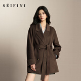 诗凡黎（‘S EIFINI）孟子义【人生大衣】诗凡黎100%散毛染羊毛双面呢26冬新款加厚外套 【26冬版型升级·中长款】咖啡 S