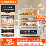 苏泊尔（SUPOR）电蒸锅25L大容量家用多功能三层电蒸箱澎湃速蒸透明可视蒸锅蒸鱼蒸屉蒸笼ZN32FC895