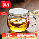 富光花茶杯透明茶杯内胆茶水分离杯办公室玻璃杯子水杯350ml