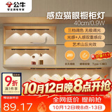 公牛（BULL）感应猫眼橱柜灯磁吸充电山丘光效展柜玄关氛围小夜灯 黑40cm三色
