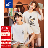 唐狮（TonLion）夏款短袖男女高级感情侣前胸小狗图案圆领T恤