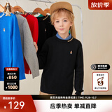 暇步士（Hush Puppies）童装儿童针织衫男童秋季新款男大童时尚套头针织衫简约舒适 钻石黑 120 cm