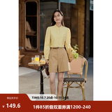 茵曼（INMAN）法式立领荷叶边泡泡袖衬衫衬衣18236304 阳光黄 S