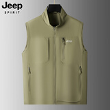 JEEP SPIRIT吉普马甲男外穿男士高端春秋休闲背心上衣坎肩男装 卡其 M