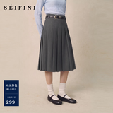 诗凡黎（‘S EIFINI）诗凡黎学院风jk裙新款少女解构黑色高腰显瘦a字半身百褶裙女 深灰 S