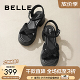百丽（Belle）满钻条带繁星休闲凉鞋女商场款厚底凉鞋A9S2DBL4 黑色 39 (245mm)