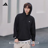 adidas休闲加厚毛圈连帽卫衣套头衫男女秋冬阿迪达斯官方轻运动   黑色   L